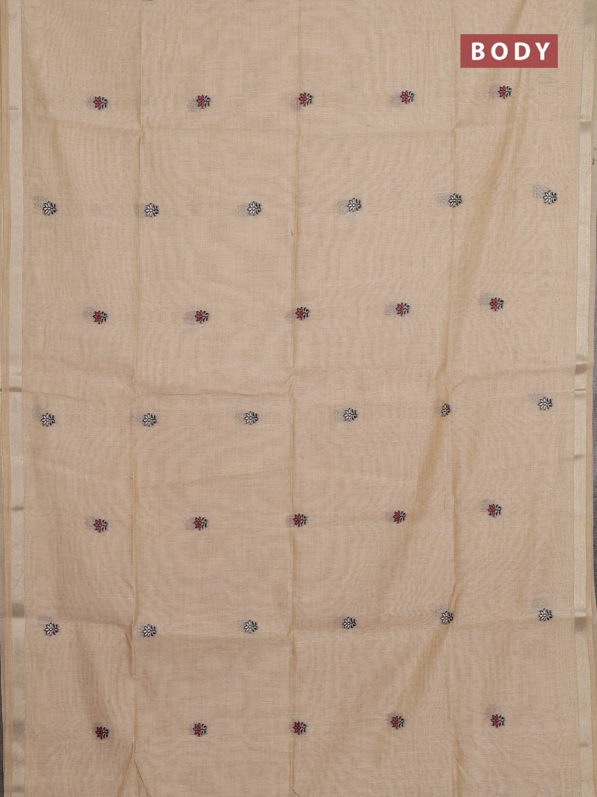 Beige Thread Woven Buttas Jamdhani Cotton Saree